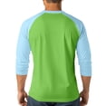 thumbnail image 4 of Gaukiv Men's Three Quarter Sleeve Shirts Contrast Henley Raglan Tees Color Block Baseball Shirts Green M, 4 of 5