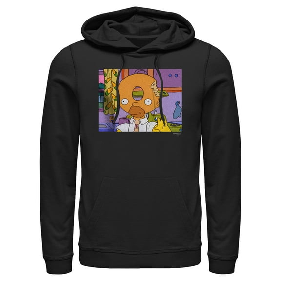 Men's The Simpsons Homer Donut Head Pull Over Hoodie Black X Large