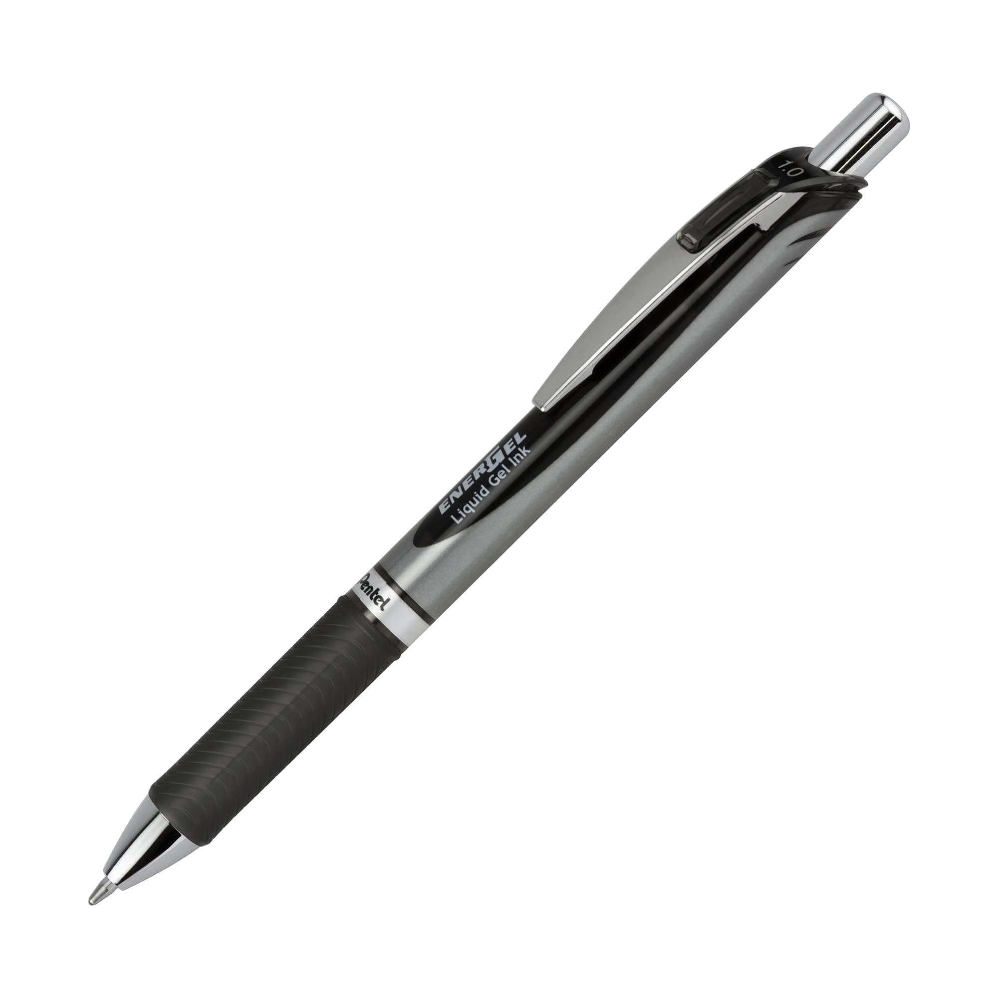 EnerGel RTX Retractable Liquid Gel Pen, Bold Line, Metal Tip, Black Ink, 12 Count