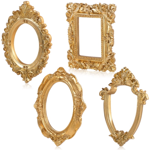 1 juego de 4 piezas de accesorios para fotos, marcos de fotos retro, accesorio de fotografía (dorado)