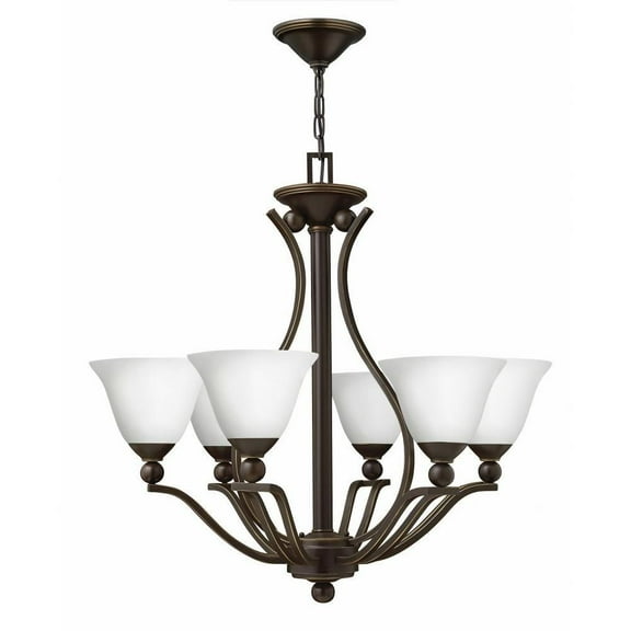 Traditional Six Light Chandelier-Olde Bronze Finish-Etched Opal Glass Color Bailey Street Home 81-Bel-2998258