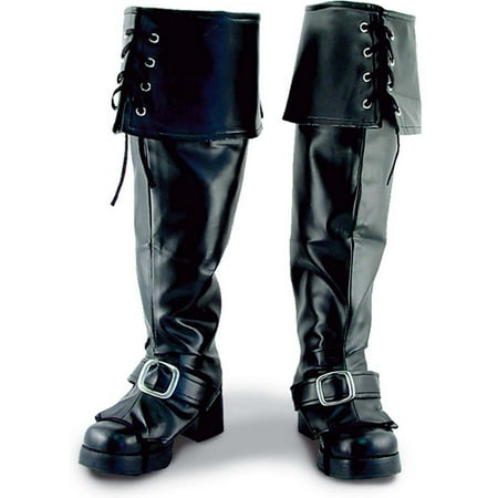 Child Dlx Black Pirate Medieval Boot Tops Shoe Covers Costume Accessory Footwear