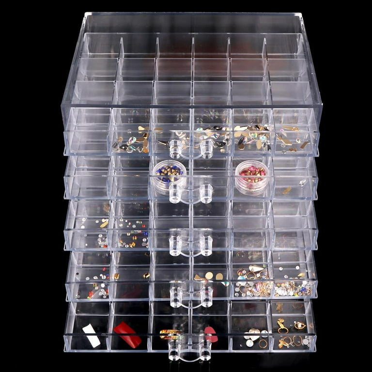 120 Grids 5-layer Acrylic Separate Slots Empty Clear Storage Box Nail Art  Case
