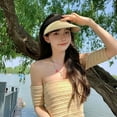 thumbnail image 4 of CoCopeaunts Womens Empty Top Straw Hat Summer Wide Brim UV Protection Sun Hats Outdoor Travel Sunscreen Beach Visor Cap Ladies Ponytail Cap, 4 of 6