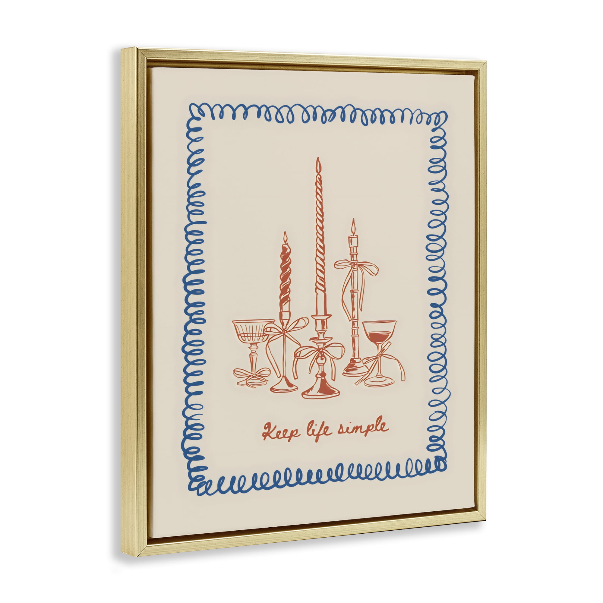 Stupell Industries Keep Life Simple Candles Gold Framed Floater Canvas Wall Art, design by The Prints Vibe