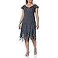 thumbnail image 3 of J Kara Robe Cocktail Courte à Ourlet Moulant à Manches Flottantes pour Femmes, Gris/noir/mercure, 16, 3 of 4