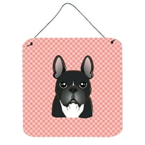 Carolines Treasures Checkerboard Pink French Bulldog Wall or Door Hanging Prints 6x6 multicolor