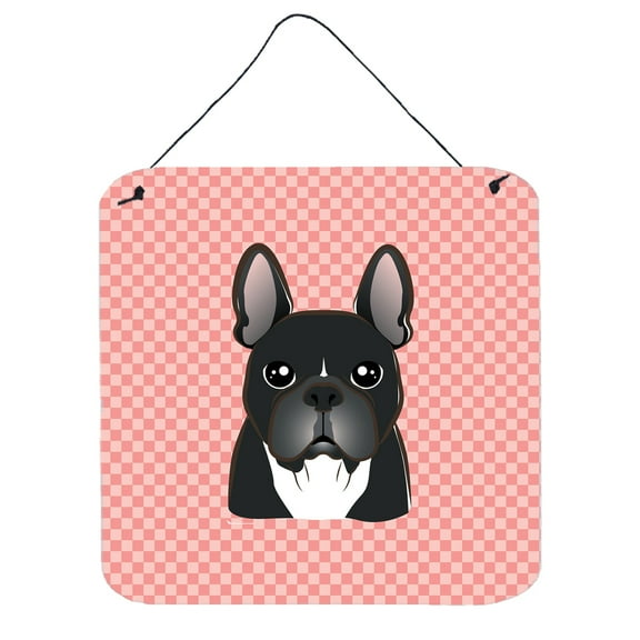 Carolines Treasures Checkerboard Pink French Bulldog Wall or Door Hanging Prints 6x6 multicolor