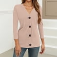 thumbnail image 6 of Women's Fashion Casual Short Cardigans Button-down Shirt Lightweight 3/4 Long Sleeve Solid Color Basic Tops, 6 of 6