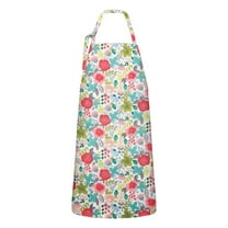 Pioneer Flower Floral Print Pattern Apron-Garden Aprons for Women with Pockets-Cotton Linen Waterproof Kitchen Cooking Gardening Aprons Adjustable for Kitchen,Cooking,BBQ and Salon 33x27 Inch