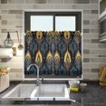 thumbnail image 4 of Yayeee Kitchen Curtains Light Filtering 27"x36" Rod Pocket Short Cafe Window Panel, Navy Blue Art Pattern, 4 of 7