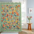 thumbnail image 4 of Shower Curtain Vintage Floral Leaf Shower Curtains for Bathroom Decor, Waterproof Polyester Shower Curtain Set with Hooks, Standard Size 72" x 72" Watercolor Wildflower Black Green, 4 of 9