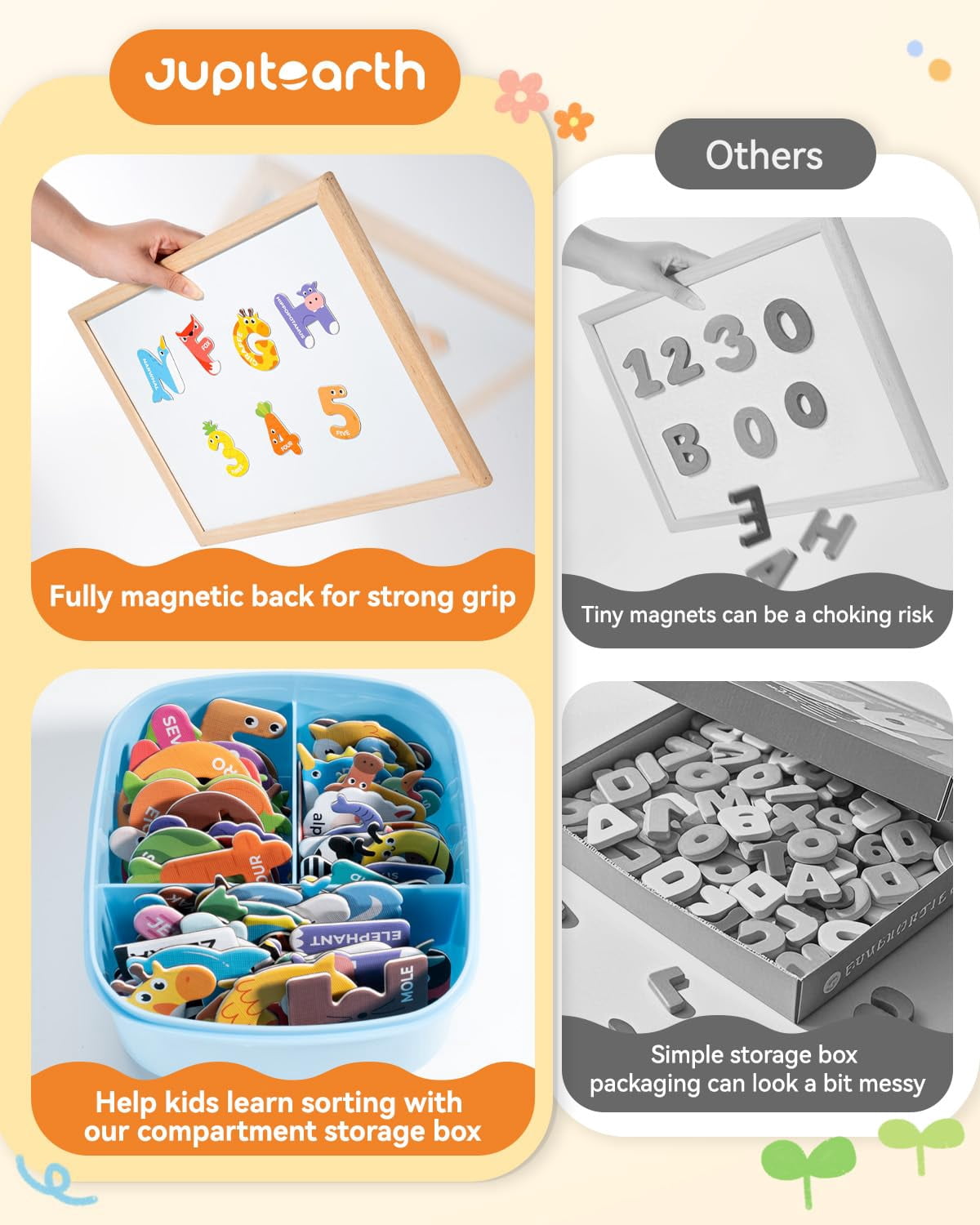 52 PCS Magnetic Letters, Large Cute Animal Alphabet Magnets for Fridge, Uppercase & Lowercase, Choke-Proof  Learning Toys Spelling