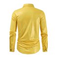 thumbnail image 6 of Aueoeo Men's Sequin Dress Shirt Fashion Costume Sparkles Party Long Sleeve Button -Down Shirts Oversize Tops Gold 3X-L, 6 of 9