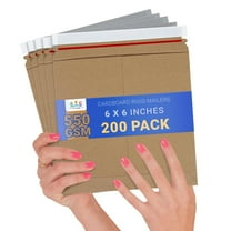 Pack of 200 Natural Kraft Stay Flat Mailers 6x6 Brown Cardboard Envelopes 6 x 6 Self Seal Photo Document Mailers Photography Mailers for Documents Photo Prints Tear-Tab Wholesale