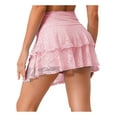 thumbnail image 2 of Doomiva Women's Lace Layered Mini Skirt Outfits A Line Cute Tiered Ruffle Skirt Y2K Streetwear Pink S, 2 of 6