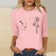 thumbnail image 2 of Tops de Cuello Redondo para las Mujeres Moda Impresa 3/4 Mangas Blusa Casual Top, Estante de Imitación, 2 of 5