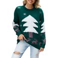 thumbnail image 1 of Suéter de punto para mujer, manga larga, patrón de árbol de Navidad, atuendo diario informal FLhrweasw Nuevo, 1 of 9