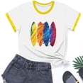 thumbnail image 3 of FamilyThread Girls Boys Short Sleeve Raglan T Shirts Kids Rainbow Striped Summer Tops Crewneck Basic Rainbow Graphic Tees 3-13 Years, 3 of 8