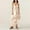 Beige, variant on Women Halter V Neck Ruffle Maxi Dress Fashion Boho Tiered Flowy Long Dresses Summer Beach Outfits