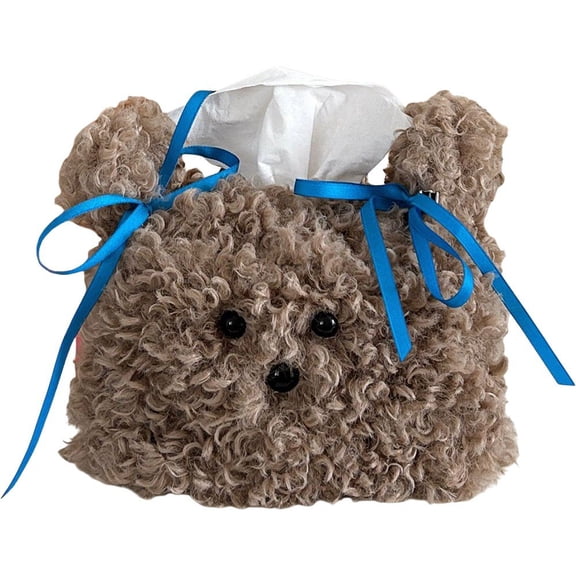 Plush Dog Tissue Box Cover Cartoon Tissue Holder Tissue Dispenser Organizer Box Cute Plush Paper Holder Napkin Box for Car Home Office