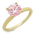 thumbnail image 3 of 1.5 ct Round Cut Simulated Pink Diamond Solitaire 14K Yellow Gold Womens Engagement Ring, 3 of 5