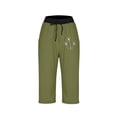 thumbnail image 3 of Cropped Pants for Women Elastic Waist Summer Solid Casual WithPockets Outing Pants Capris, 3 of 5