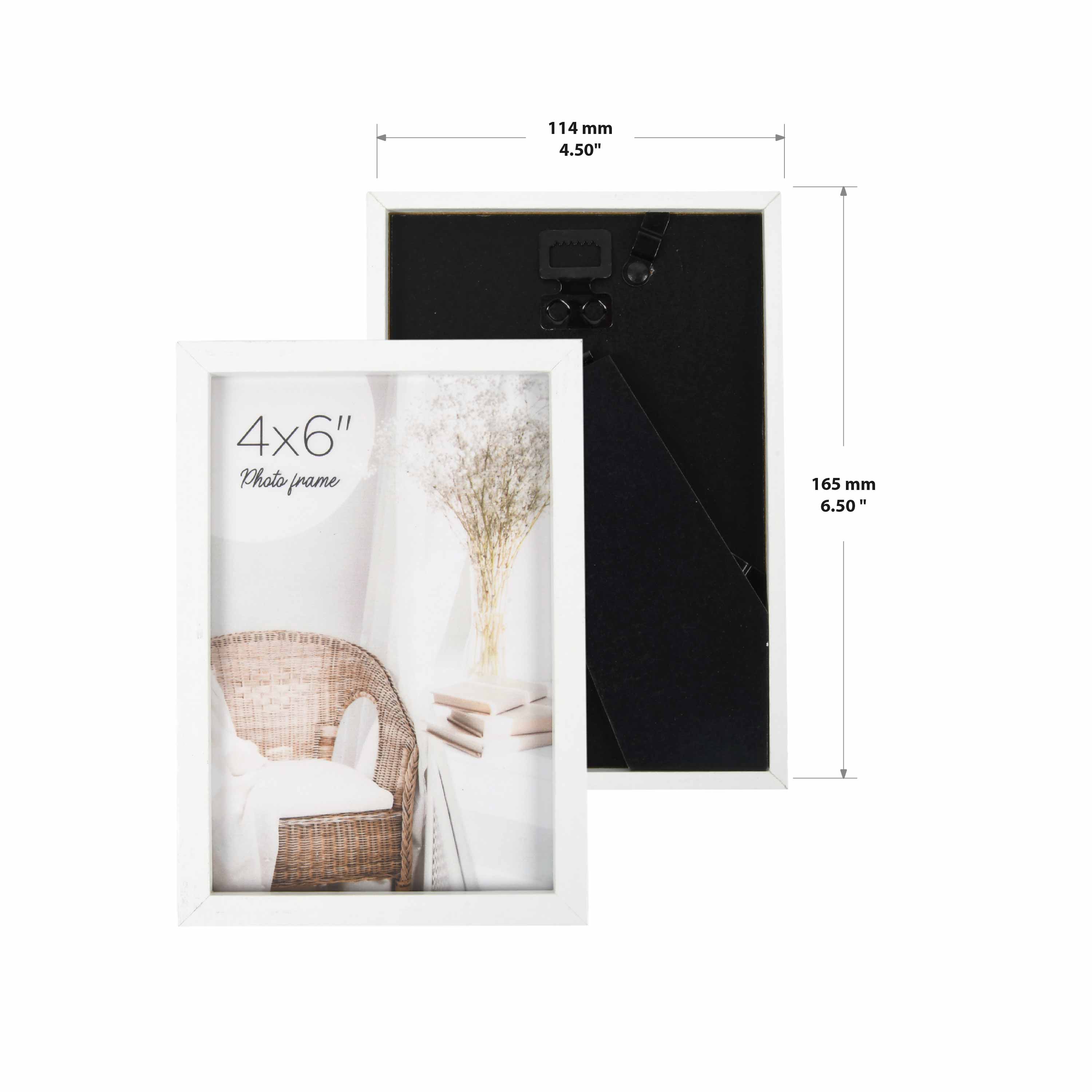 Prinz Dakota 4x6" White Linear Picture Frame, Set of 6 Photo Frames for Wall or Tabletop Display