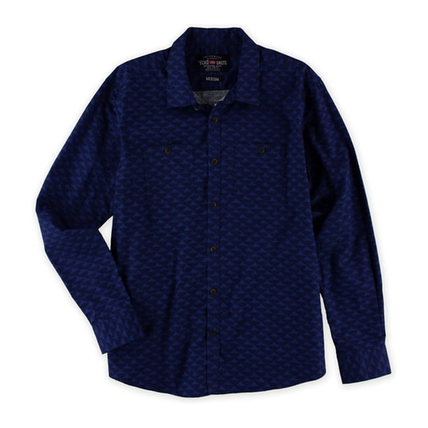 Ecko Unltd. Camisa con botones de inyección Ls para hombre, azul, extra pequeña