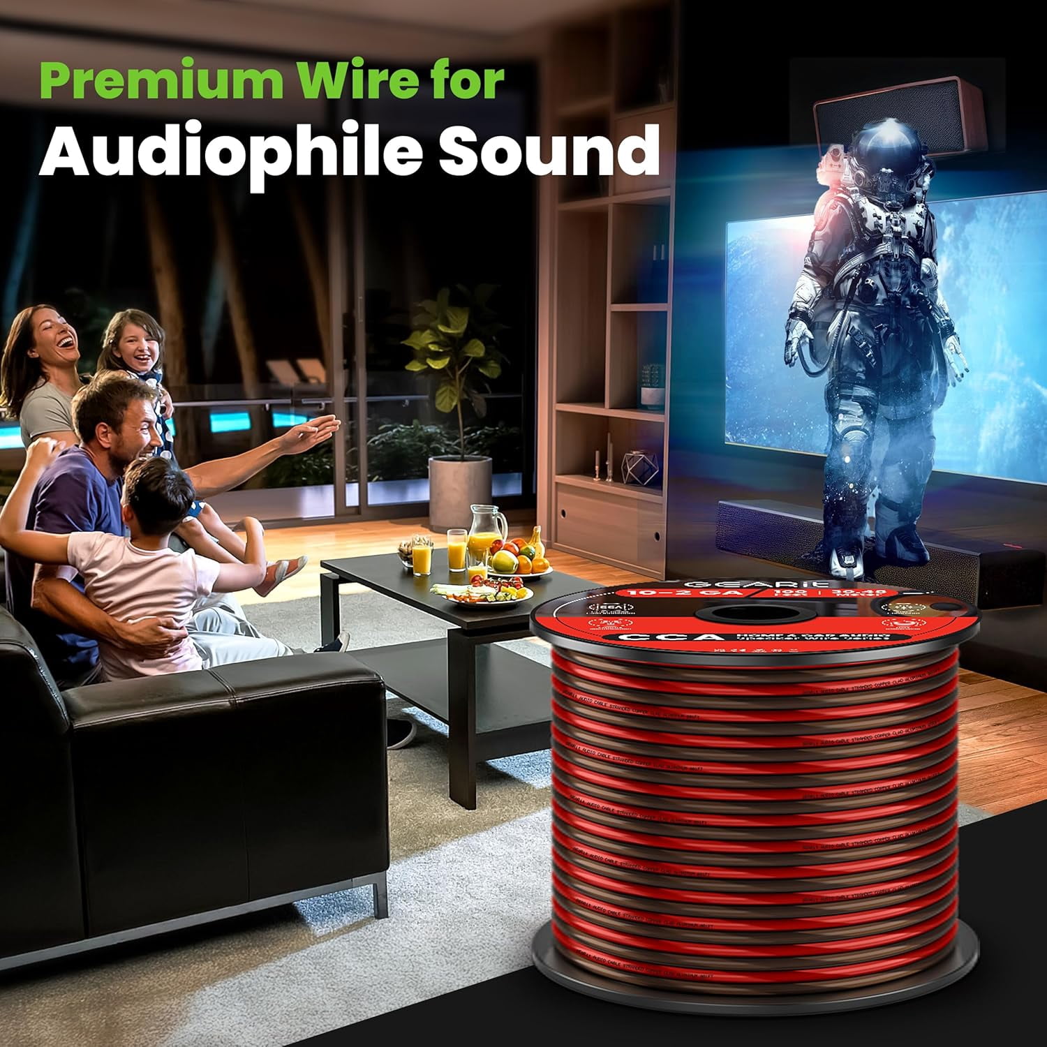 GearIT Pro Series 12AWG Speaker Wire, 12 Gauge Speaker Wire Cable (100 Feet / 30 Meters) Great Use for Home Theater Speakers and Car Speakers, Transparent Black/Red