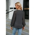 thumbnail image 6 of Anbech Women's Lace Splicing Blouse V Neck Shirt Splice Long Sleeve Loose Casual Solid Color Tops, 6 of 7