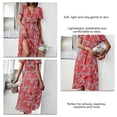 thumbnail image 5 of Vestido de mujer con escote en V, bajo con volantes, manga corta, abertura lateral, corte en A y falda acampanada para verano y primavera., 5 of 5