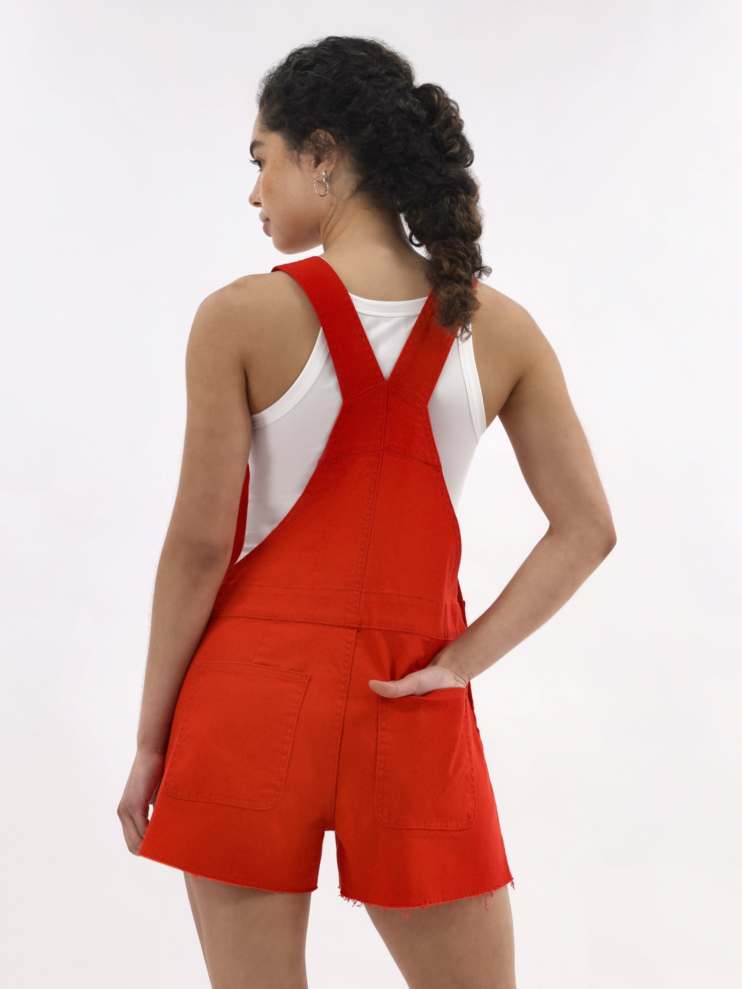 No Boundaries Denim Shortalls, 3" Inseam, Women's