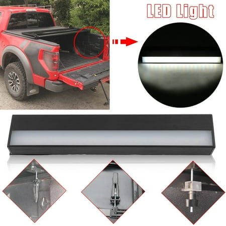 Durable Truck Bed Tonneau Cover Tri-Fold Cargo Bed Cover With Light For Ford