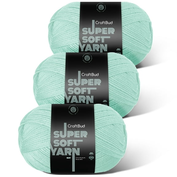 (3 pack) Craftbud Acrylic Yarn For Crocheting And Knitting, (370 Yards) Worsted Medium #4 Crochet Yarn For Beginners, Mint