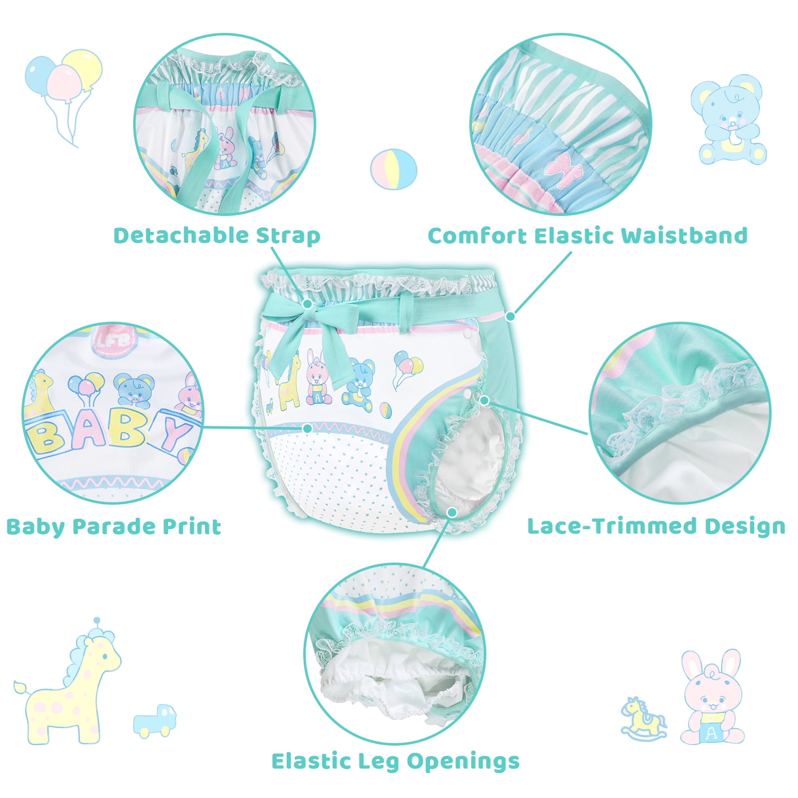 Littleforbig Silky Adult Ribbon Omutsu Diaper Wrap Cover Washable Adjustable Reusable Waterproof - Baby Parade M
