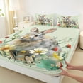 thumbnail image 3 of Homewish Kawaii Bunnies Rabbit Bed Sheets, Cute Cartoon Animal King Sheets, Vibrant Rustic Groovy Floral Sheet Set, Microfiber Bedroom Decor, 4pcs, 3 of 7