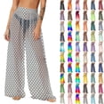 thumbnail image 1 of Pincandy Women See Through Sheer Mesh Pants Beach Swimsuit Bikini Bottom Cover up Party Club Elastic High Waist Wide Leg Pants, 1 of 7