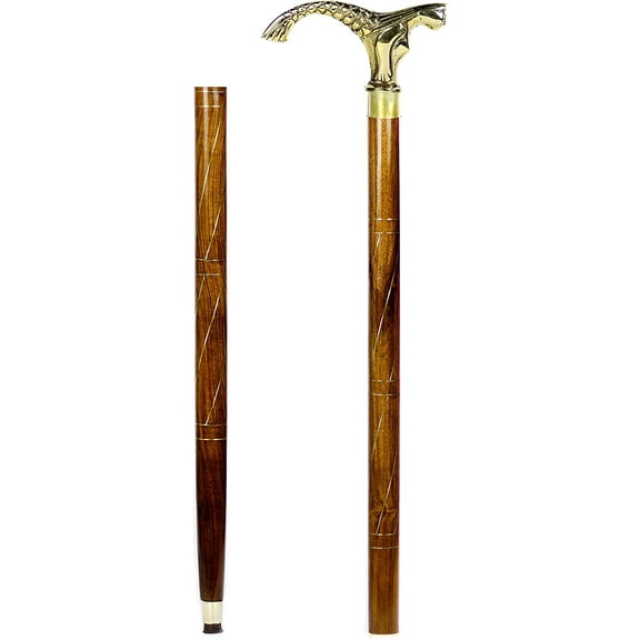 Aluminum & Brass Decorative Rosewood Walking Cane | Full Size Walking-Stick for Men & Women |