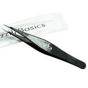 Zizzili Basics Surgical Grade Stainless Steel Fine Pointed Tweezers | Precision Aligned Tips for Splinter, Eyebrow & Facial Hair Removal | Black