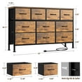 thumbnail image 5 of GIKPAL Dresser TV Stand, 10 Drawer Dresser for Bedroom with Power Outlet, Chest of Drawers for 55" Long TV, Fabric Dresser for Storage and Organization, Brown, 5 of 9