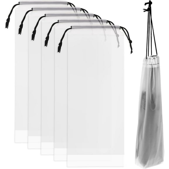 6 Pcs Umbrella Bags Wet Umbrella Cases Clear Umbrella Cover Wet Umbrella Bags Folding Umbrella Storage Bag Waterproof Travel Umbrellas Sleeves with Drawstring