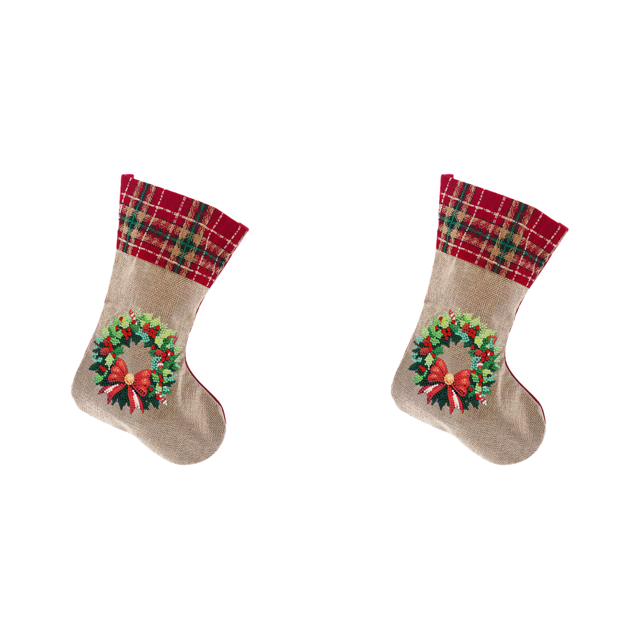 Calcetines Navideños Lino Con Pintura Diamantes Imitación 5D para Regalo