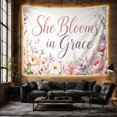 thumbnail image 6 of She Blooms in Grace Floral Border Romantic Watercolor for Women Floral Art Mother's Day Gift Tapestry Wall Hanging for Bedroom, Living Room and Nursery, 6 of 7
