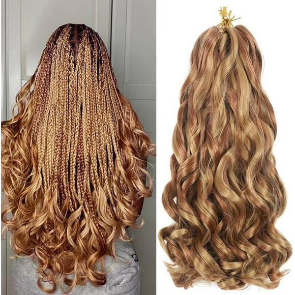 shiyou-16 Inch 6 Packs French Curly Braiding Hair for Box Braids Pre Stretched French Curl Braiding Hair Spiral Loose Wavy Curly Braiding Extensions for Women(P27/30)