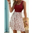 thumbnail image 6 of Women'S Boho Summer Dresses Casual Floral Maxi Dress Polka Dot Spaghetti Strap Flowy Midi Dresses Deep Red M, 6 of 9