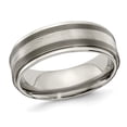 thumbnail image 1 of Mens Titanium with Sterling Silver Txtured Lines Band Ring (7.5mm), 1 of 4