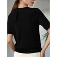 thumbnail image 6 of Women'S Loose Fit Soft Summer Sweater Short Sleeve Crew Neck Casual Pullover Tops Trendy Outfits 2025 Black L, 6 of 9