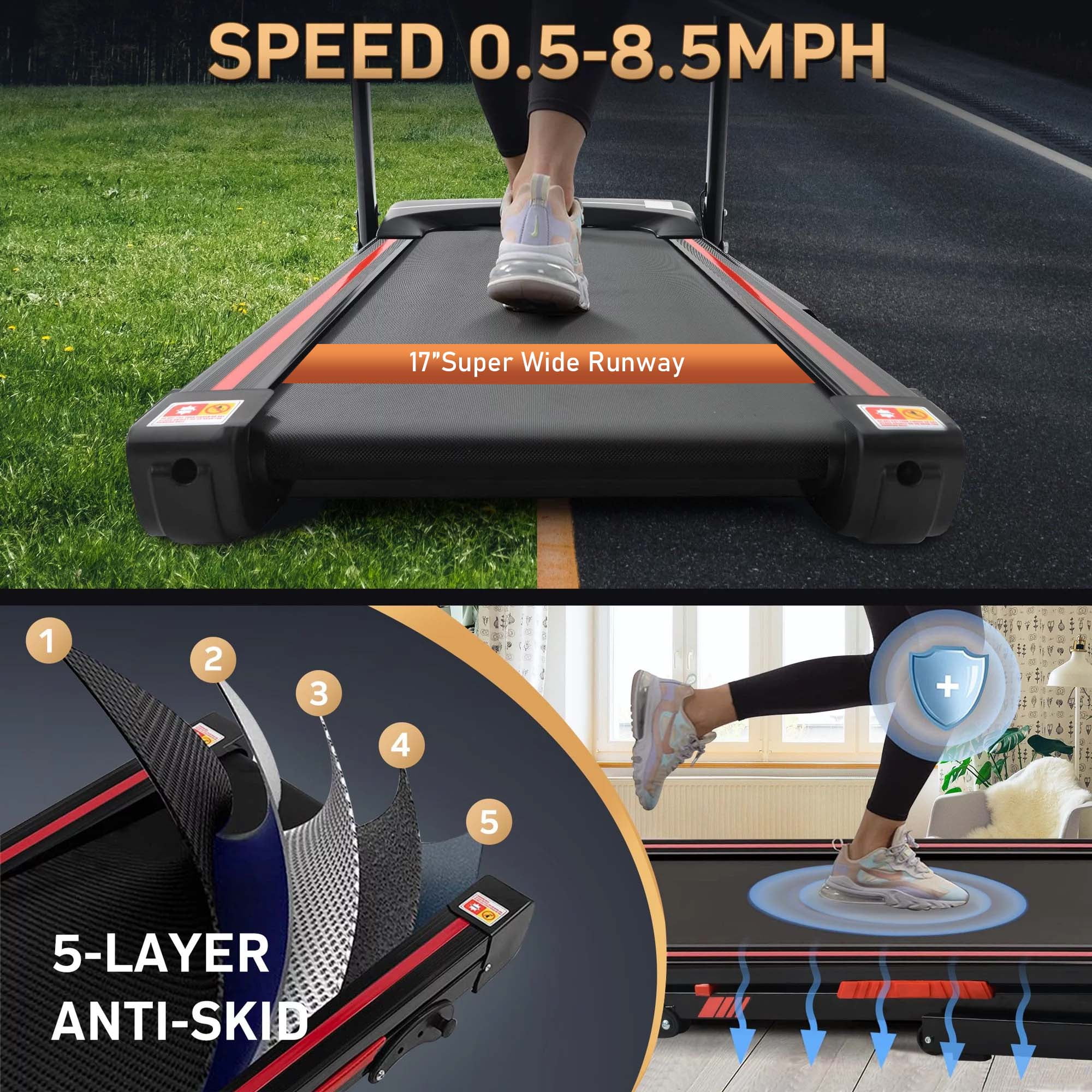 Aukfa AK-SF02-009 Folding Treadmill with Incline 330 lb Weight Capacity 8.5 mph Speed