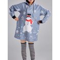 thumbnail image 3 of ELF Women Christmas Hoodies Dress Deer/Snowman Print Drawstring Hooded Long Sleeve Sweatshirts Dress Fall Mini Dress, 3 of 6